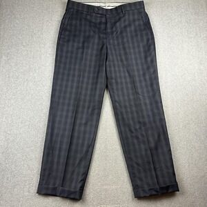 Ballin Pants Mens 36x30 Gray Plaid Super 110s Wool Dress Trouser Comfort EZE